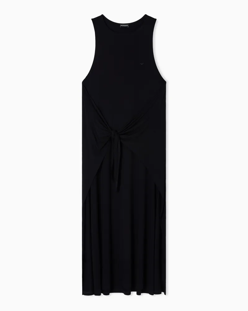 Emporio Armani Abito lungo beachwear in jersey Nero
