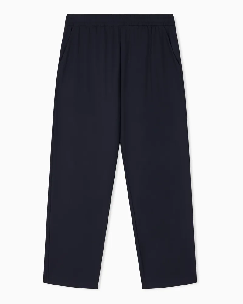 Emporio Armani Pantaloni regular in jersey interlock di misto lyocell Blu