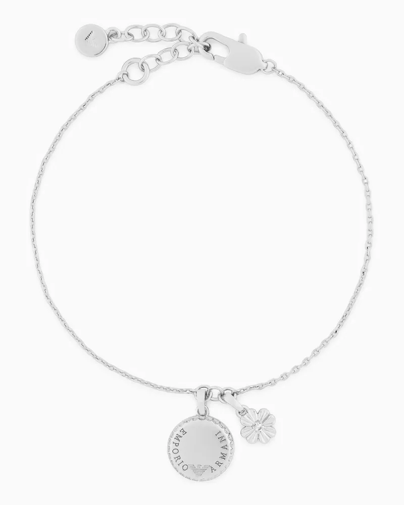 Emporio Armani Bracciale con ciondolo in ottone color argento Multicolore