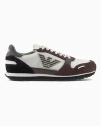 Emporio Armani OFFICIAL STORE Sneakers In Mesh Con Dettagli Suede E Patch Aquila Marrone