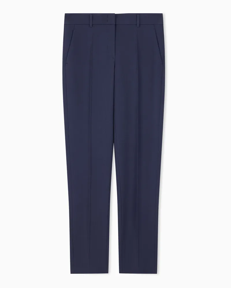 Emporio Armani Pantaloni con passanti e nervatura in cady crepe Blu