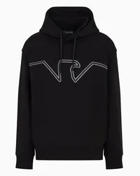 Emporio Armani OFFICIAL STORE Felpa In Jersey Con Cappuccio E Logo Bombato A Rilievo Nero