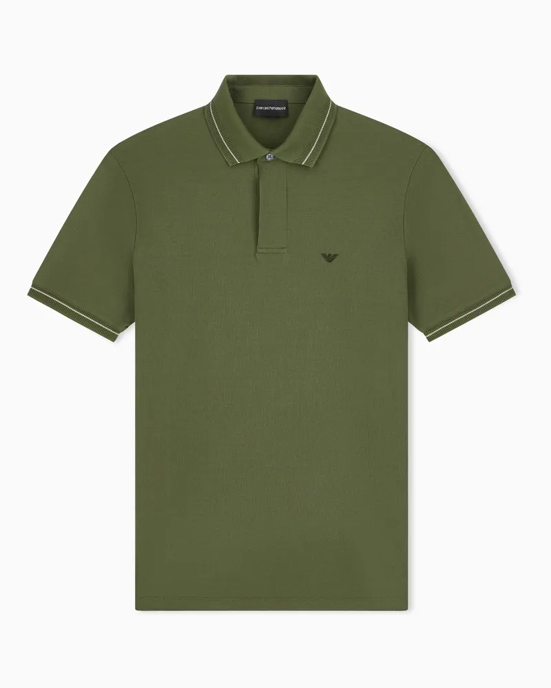 Emporio Armani Polo in piquet con dettaglio riga sul collo Verde