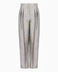 Emporio Armani OFFICIAL STORE Pantaloni Con Pinces In Viscosa Principe Di Galles Icon Grigio