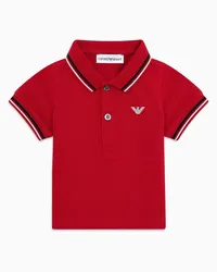 Emporio Armani OFFICIAL STORE Polo In Piquet Stretch Con Profili A Righe Rosso