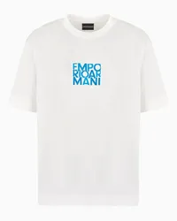 Emporio Armani OFFICIAL STORE T-shirt Con Ricamo E Stampa Lettering In Jersey Misto Lyocell Asv Bianco