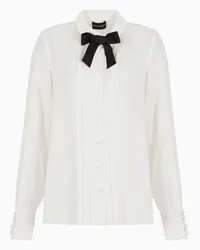 Emporio Armani OFFICIAL STORE Camicia In Crepe Con Plissé E Fiocco Bianco