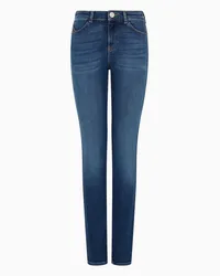 Emporio Armani OFFICIAL STORE Jeans J18 Vita Alta E Gamba Skinny In Denim Stretch Organico Used Look Asv Blu