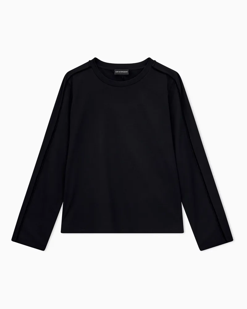 Emporio Armani Maglia in jersey mercerizzato con tape ciniglia Travel Essential Nero