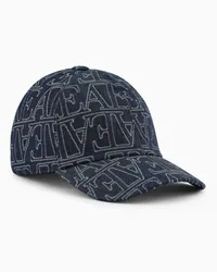 Emporio Armani OFFICIAL STORE Cappello Da Baseball In Denim Lettering Ea All Over Fantasia