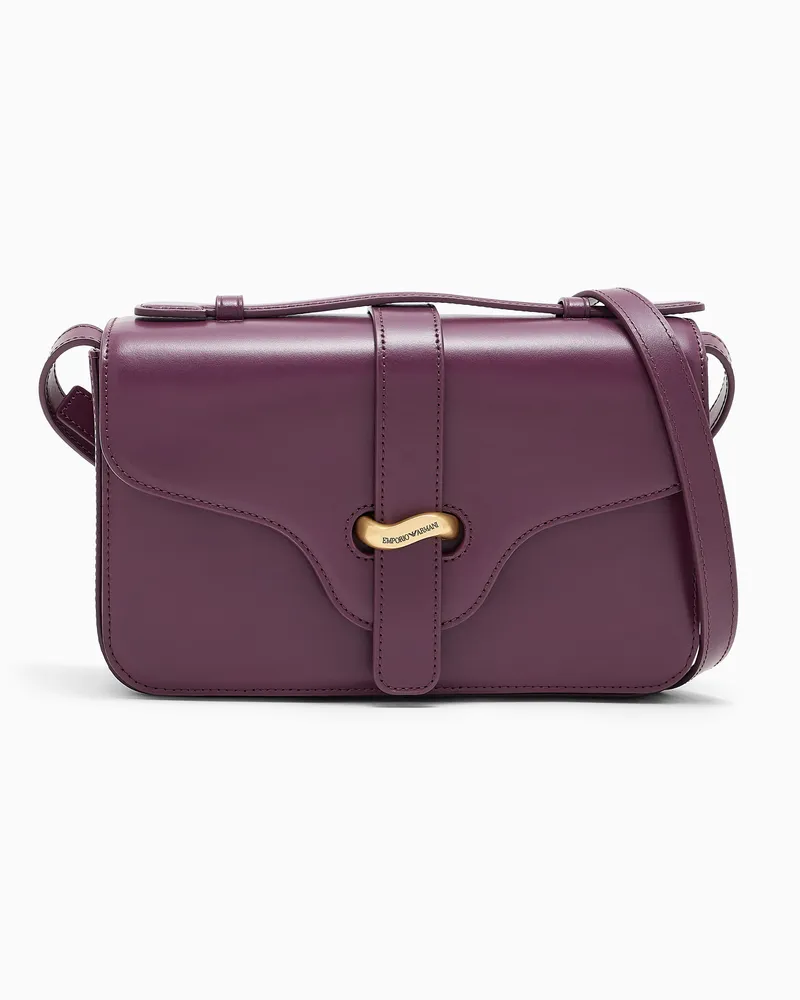 Emporio Armani Borsa a mano in pelle liscia con chiusura in metallo Bordeaux
