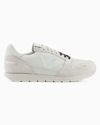 Emporio Armani OFFICIAL STORE Sneakers In Mesh Con Dettagli Suede E Patch Aquila Grigio