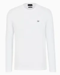 Emporio Armani OFFICIAL STORE Maglia In Jersey Supima Con Micro Patch Logo Bianco