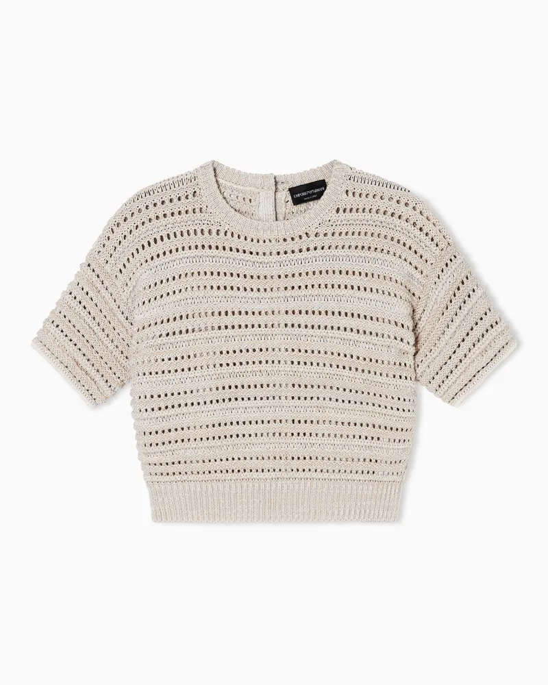 Emporio Armani Maglione maniche corte con trama traforata Beige