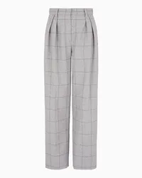 Emporio Armani OFFICIAL STORE Pantaloni Con Pinces In Flanella Misto Lana Maxi Check Quadri