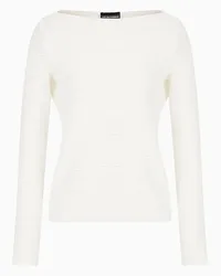 Emporio Armani OFFICIAL STORE Maglia Scollo A Barca In Jersey Di Nylon Jacquard Stretch Bianco