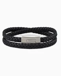 Emporio Armani OFFICIAL STORE Bracciale Da Uomo In Pelle Nero