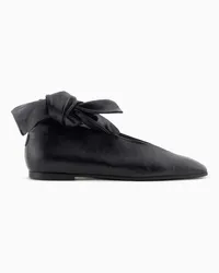 Emporio Armani OFFICIAL STORE Ballerine Con Fiocco In Pelle Icon Nero