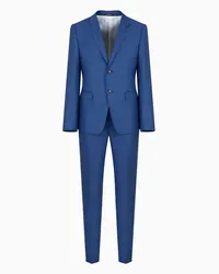 Emporio Armani OFFICIAL STORE Abito Monopetto Slim Fit In Grisaglia Silky Finish Blu