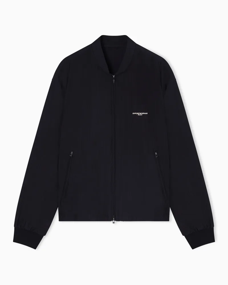 Emporio Armani Blouson in nylon con micro ricamo logo Nero