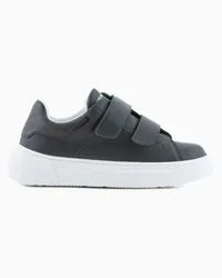 Emporio Armani OFFICIAL STORE Sneakers In Pelle Con Velcro Blu