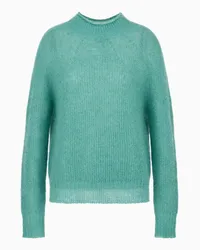 Emporio Armani OFFICIAL STORE Maglione In Misto Lana Mohair A Coste Inglesi Verde