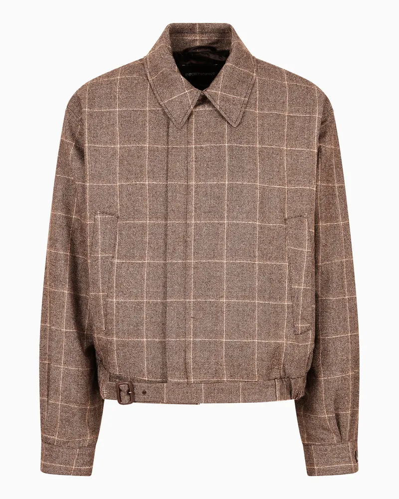 Emporio Armani Blouson in flanella motivo check Beige