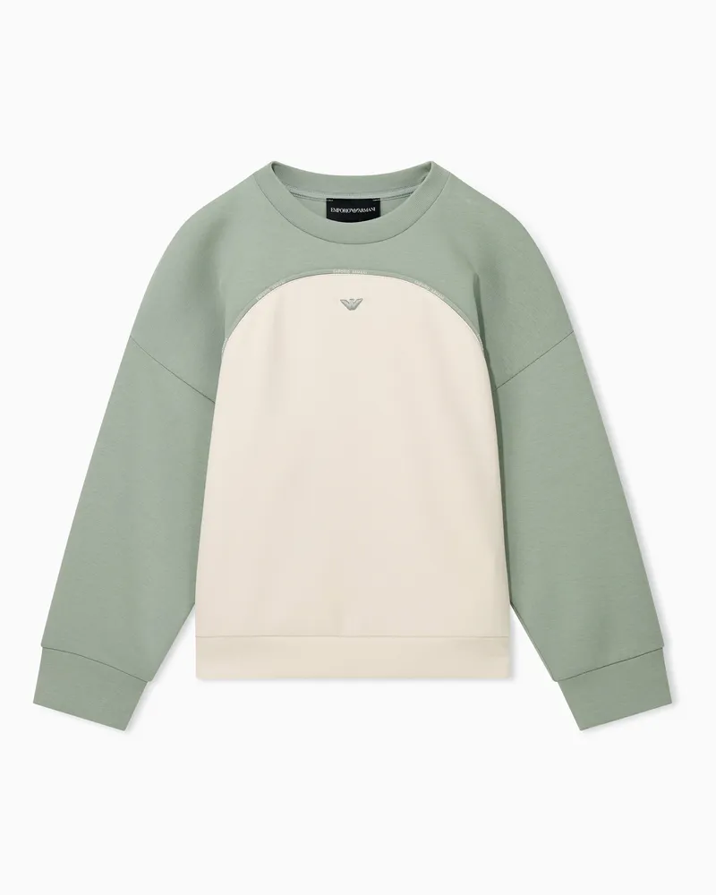 Emporio Armani Felpa girocollo in jersey con maniche a contrasto Verde