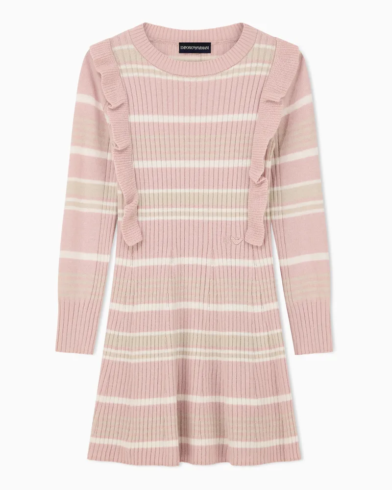 Emporio Armani Abito in maglia a righe con volant e maniche lunghe Fantasia