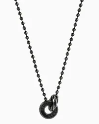 Emporio Armani OFFICIAL STORE Collana Con Pendente In Acciaio Inossidabile Con Finitura Annerita Argento