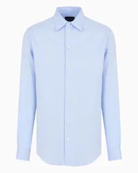 Emporio Armani OFFICIAL STORE Camicia In Cotone Effetto Seersucker Azzurro