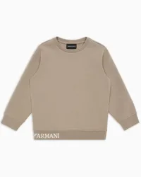 Emporio Armani OFFICIAL STORE Felpa Comfort Fit In Double Jersey Con Logo Jacquard Beige