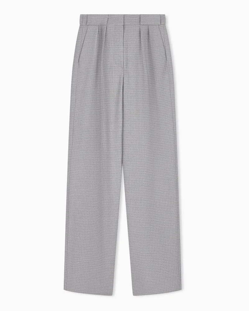 Emporio Armani Pantaloni a vita alta in viscosa e lana pied de poule Grigio