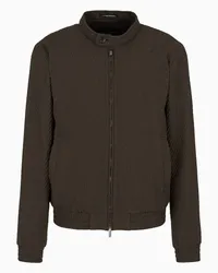 Emporio Armani OFFICIAL STORE Blouson In Maglia Stretch Di Jersey In Lana Vergine Effetto 3d Marrone