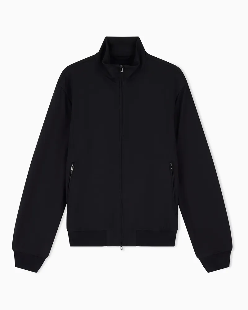 Emporio Armani Blouson in tessuto armaturato effetto waffle Nero