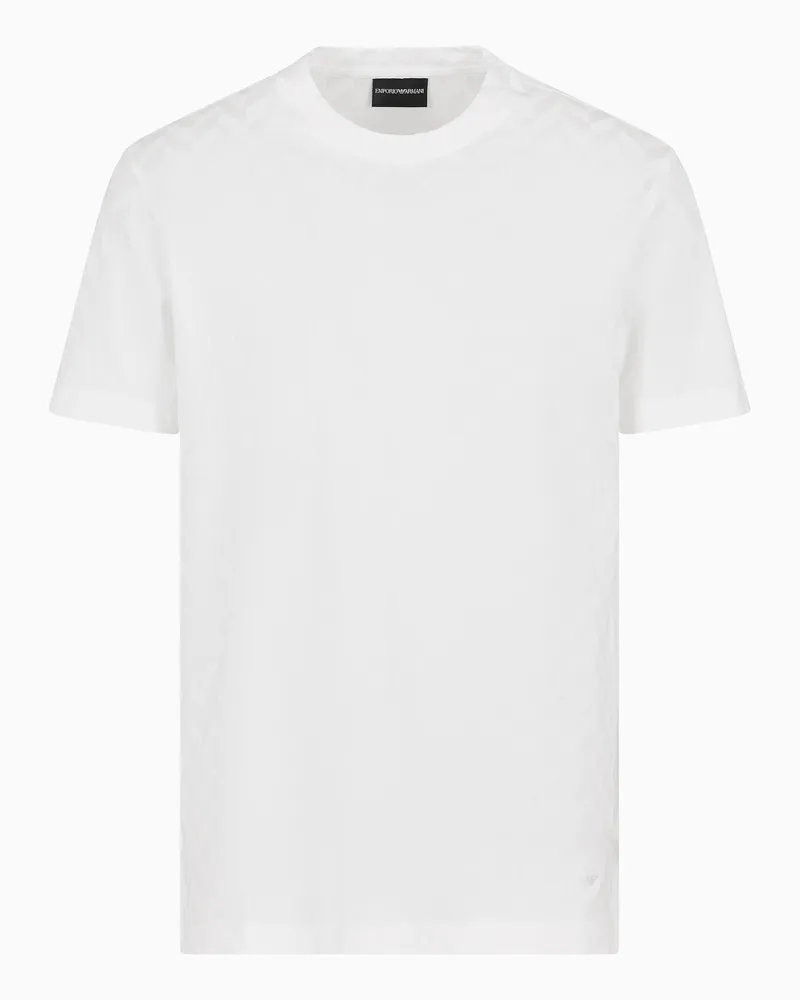 Emporio Armani T-shirt in jersey con pattern jacquard all over Beige