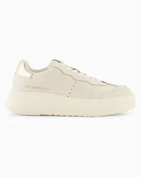 Emporio Armani OFFICIAL STORE Sneakers Chunky In Pelle Con Retro Gold Fantasia