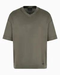 Emporio Armani OFFICIAL STORE T-shirt Scollo V In Jersey Misto Lyocell Asv Militare