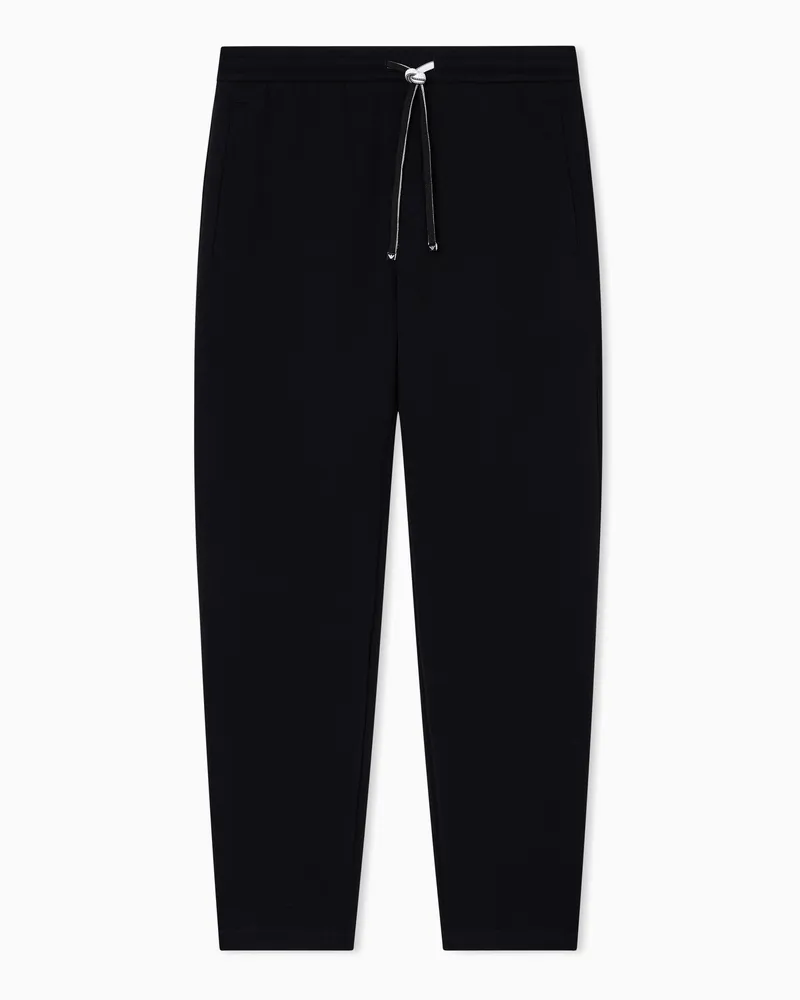 Emporio Armani Pantaloni jogger in double jersey con patch logo aquila Nero