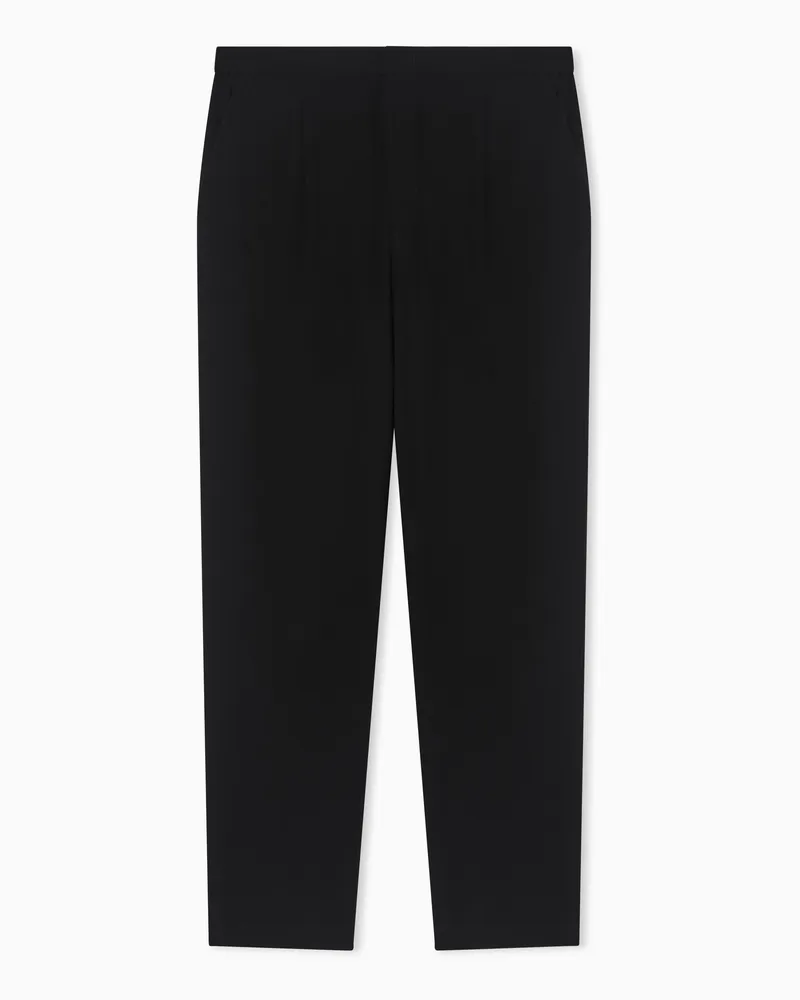 Emporio Armani Pantaloni in tessuto crepe effetto wrinkle 3D Nero