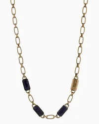 Emporio Armani OFFICIAL STORE Collana A Catena Con Pietra Blu E Placcatura In Oro Antico Blu