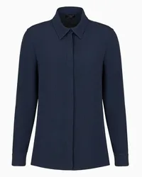 Emporio Armani OFFICIAL STORE Camicia In Cady Canneté Icon Blu