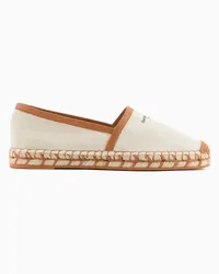 Emporio Armani OFFICIAL STORE Espadrillas In Lino Con Profili In Cuoio Beige