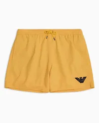 Emporio Armani OFFICIAL STORE Costume Shorts In Tessuto Trama Nido D'ape Giallo