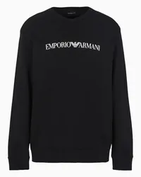 Emporio Armani OFFICIAL STORE Felpa Misto Modal Con Stampa Logo Nero