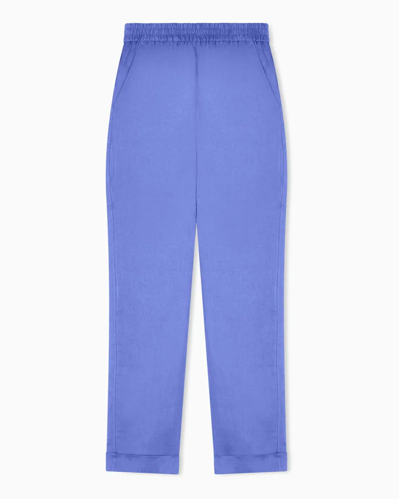 Emporio Armani Pantaloni a vita elastica in puro lino Viola