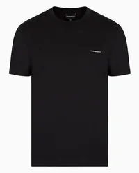 Emporio Armani OFFICIAL STORE T-shirt In Jersey Misto Lyocell Con Micro Logo Lettering Asv Nero