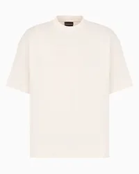 Emporio Armani OFFICIAL STORE T-shirt Over Fit In Jersey Heavy Con Logo Ricamato Bianco