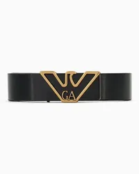 Emporio Armani OFFICIAL STORE Cintura Con Placca Aquila Finish Spazzolato Nero