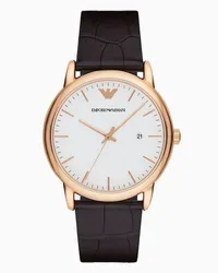 Emporio Armani OFFICIAL STORE Orologio A Tre Sfere Con Datario In Pelle Marrone Testa